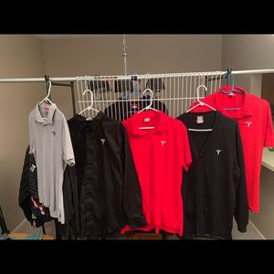 TESLA Golf shirts $22 button down $25 cardigan $38